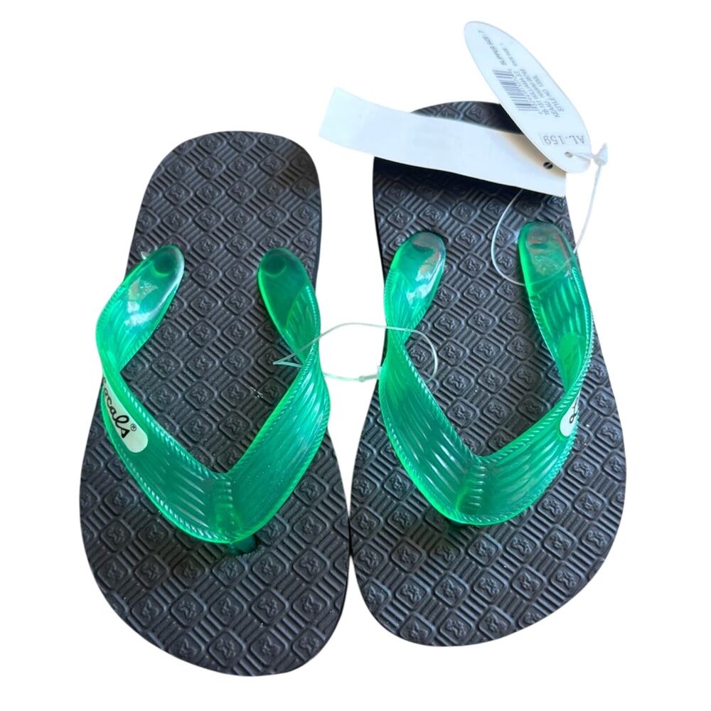 Locals Sandals Kids Green and Black Flip Flops 7C